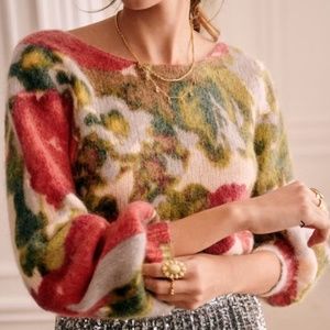 Sezane Alban Sweater in Printed Flowers - Size Small